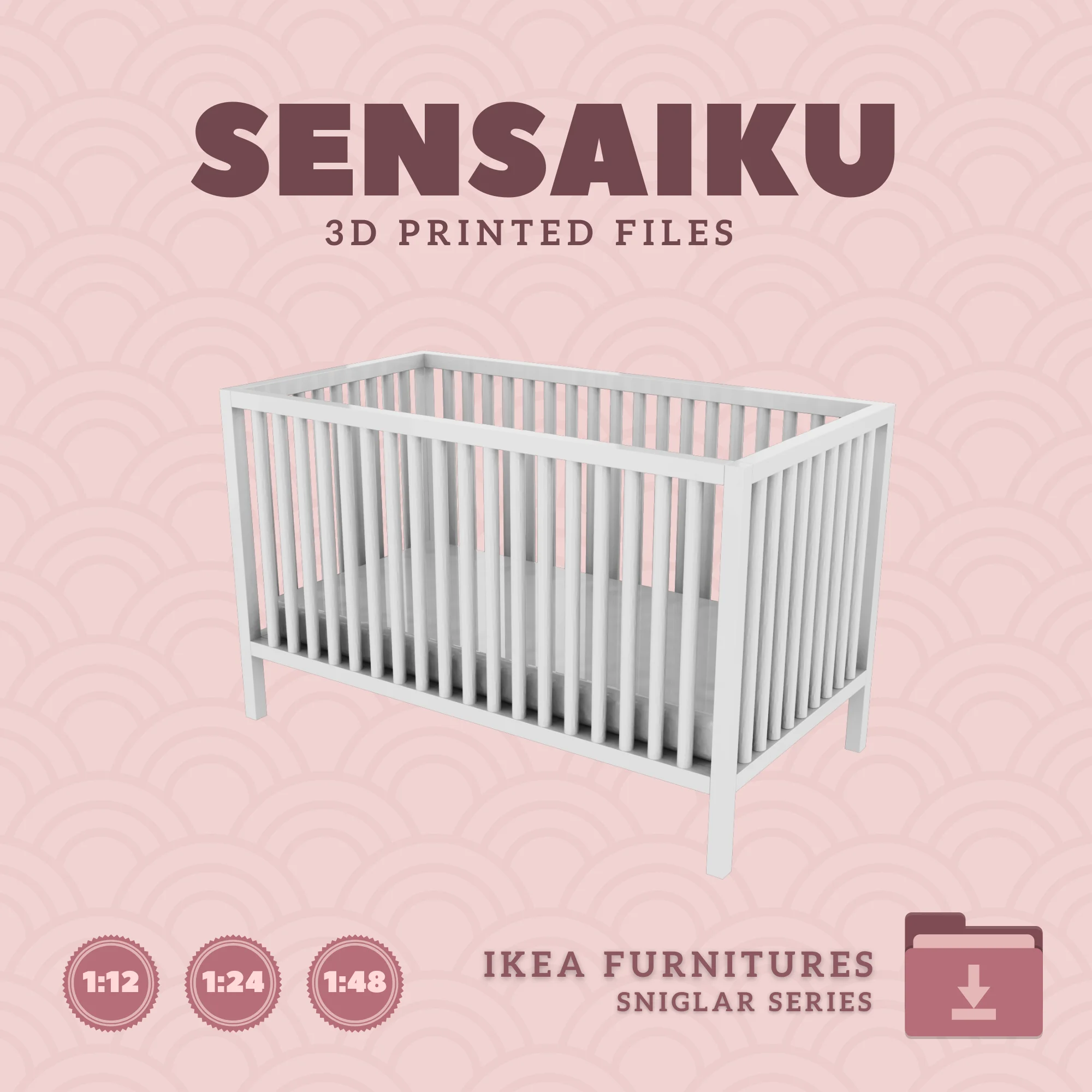 Miniature Replica SNIGLAR Crib for Miniature Dollhouse - IKEA - 3D Print Instant Download 3d model