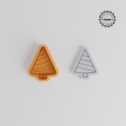 Christmas Tree Shape Cutter & Stamp Set, Perfect for Cookies & Fondant, 3 Sizes, 6 Pieces, Holiday Baking Essentials PRODUCT_4854 3d model