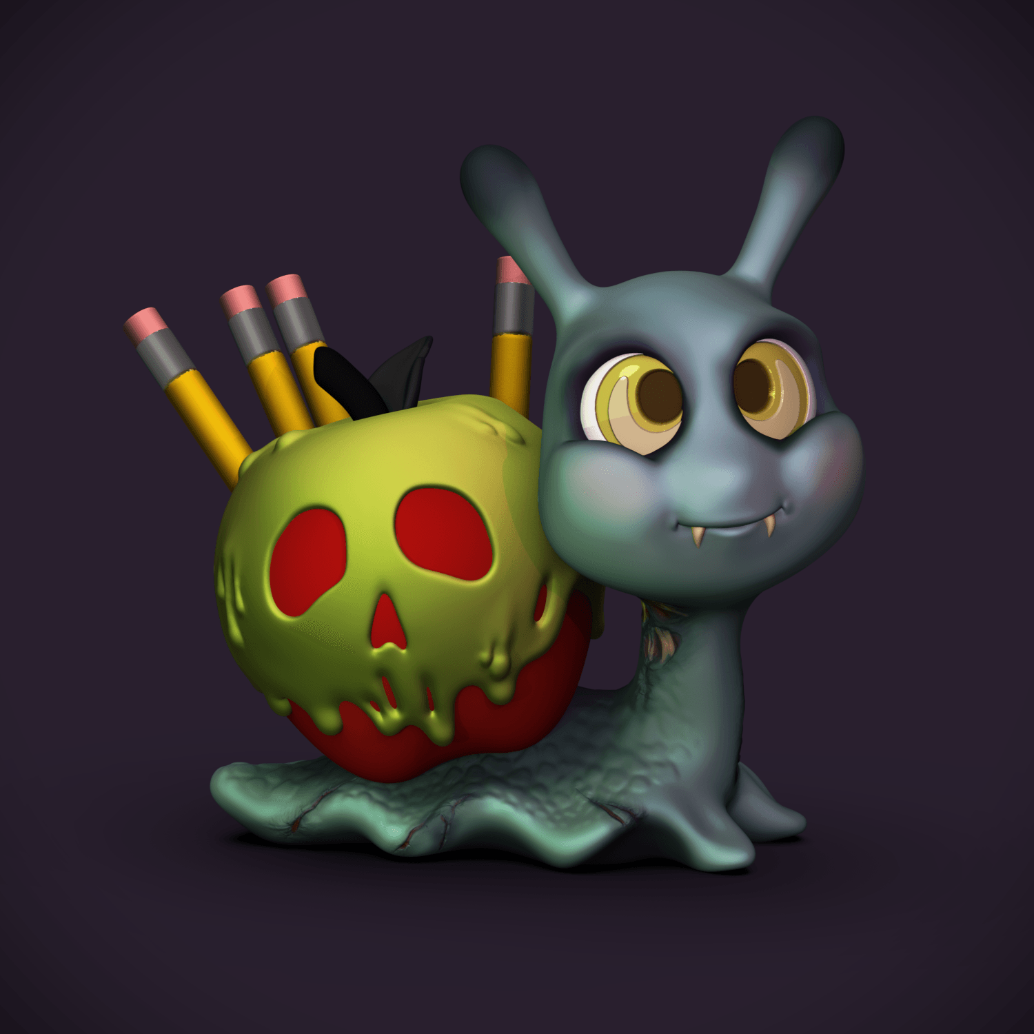 Apple Snail Pencil Holder- (Little Big Head Series) 3d model