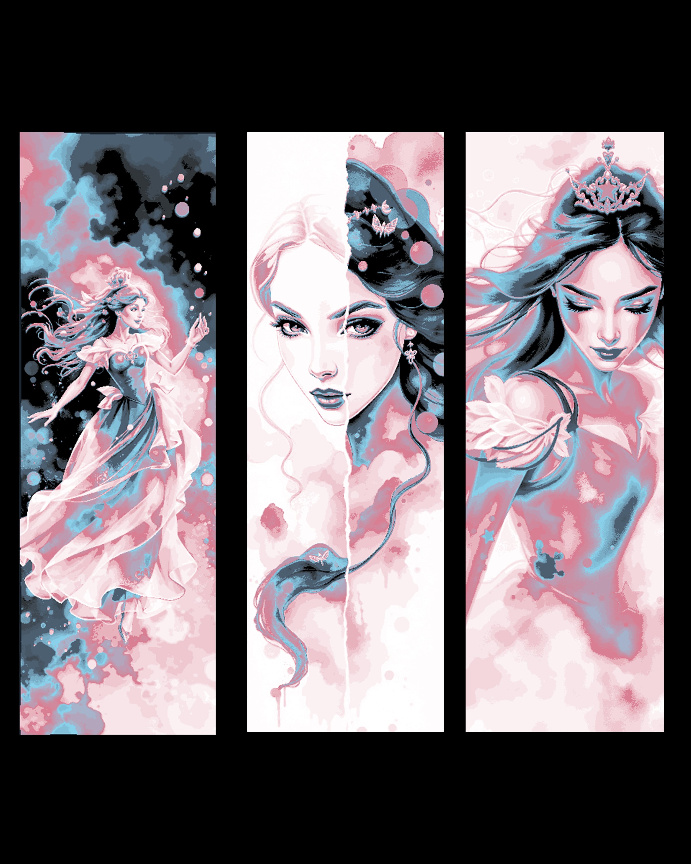 Artistic depictions of a royal princess - set of bookmarks 3d model
