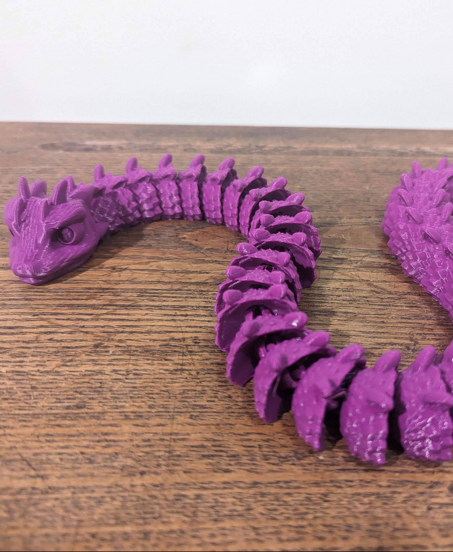Baby Basilisk (Extra Long) - Articulated Snap-Flex Fidget (Medium Tightness Joints) - Baby Basilisk (Extra long) printed on the KP3SPROS1 in @AtomicFilament Perfect Purple - 3d model