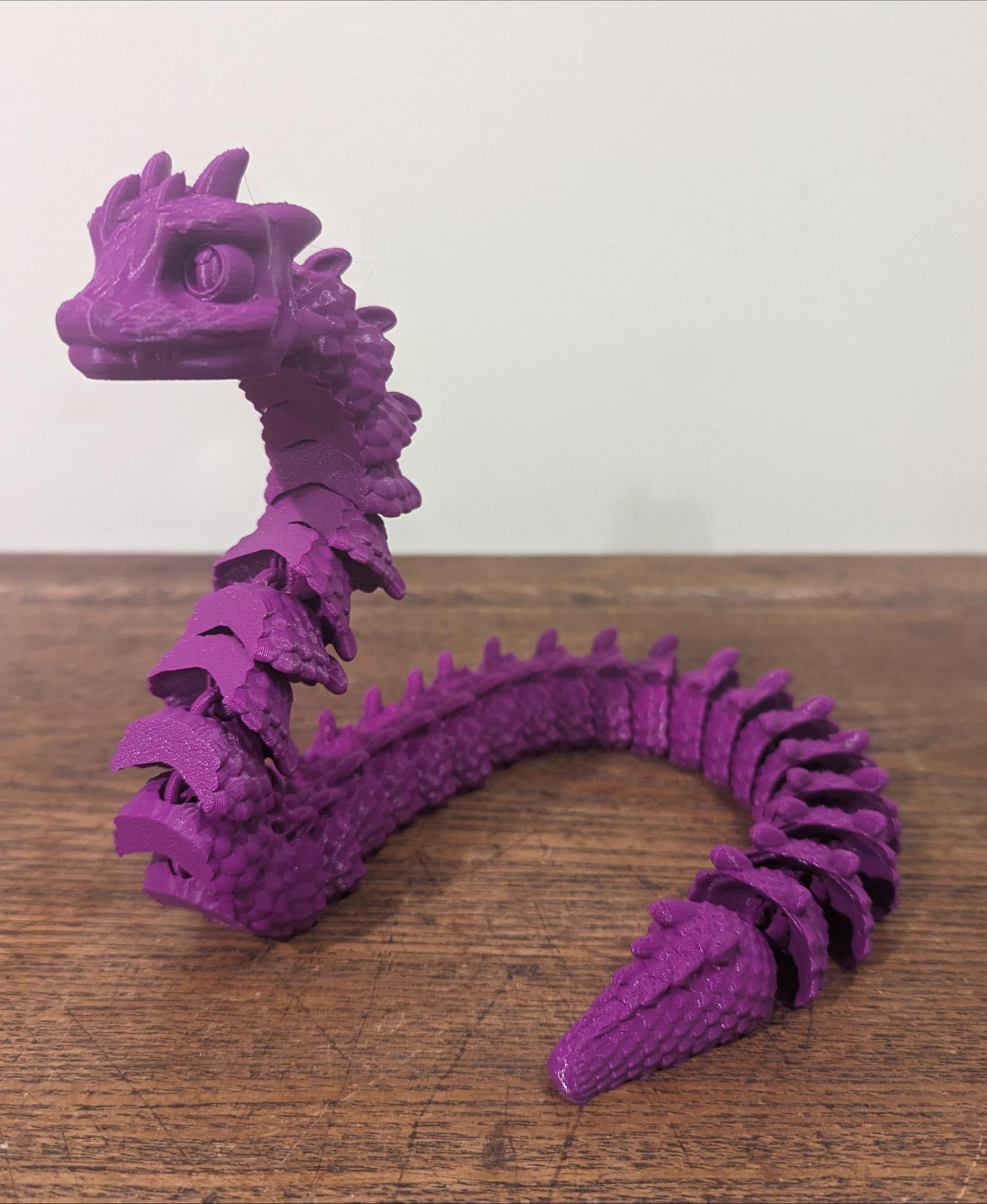 Baby Basilisk (Extra Long) - Articulated Snap-Flex Fidget (Medium Tightness Joints) - Baby Basilisk (Extra long) printed on the KP3SPROS1 in @AtomicFilament Perfect Purple - 3d model