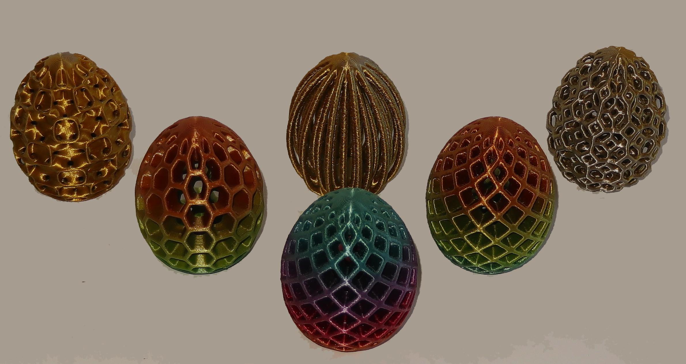 Easter Eggshell 3 - Six of the eggshells in silver/gold Prima Chameleon or MKOEM silk Rainbow PLA - 3d model