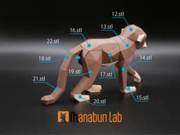 Low Poly Monkey Magnet Puzzle (No supports, no AMS) 3d model