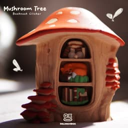 Mushroom Tree Booknook Clicker -Cozy Library Fidget 3d model