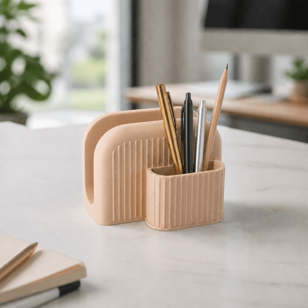Minimal Ribbed Desk Organizer – Office Accessory 3d model