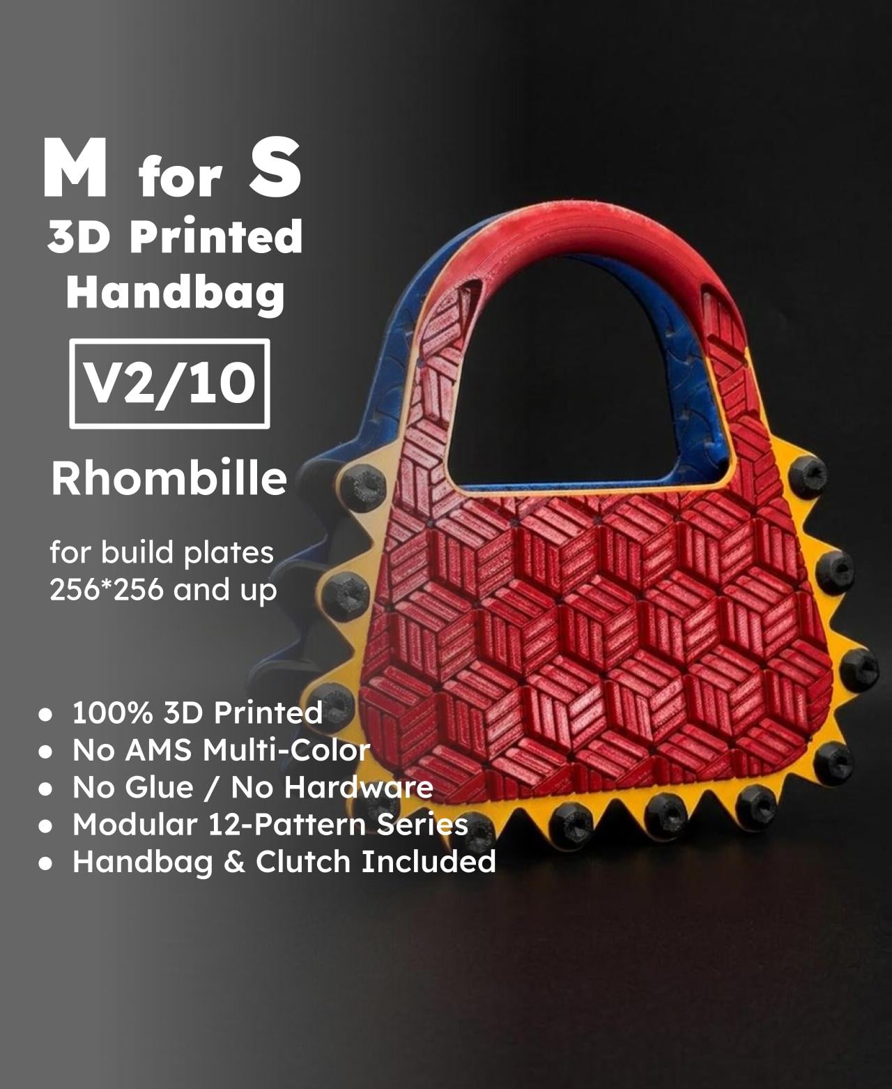 MforS 3D-printed Handbag & Clutch - V2/10 - Rhombille Pattern 3d model