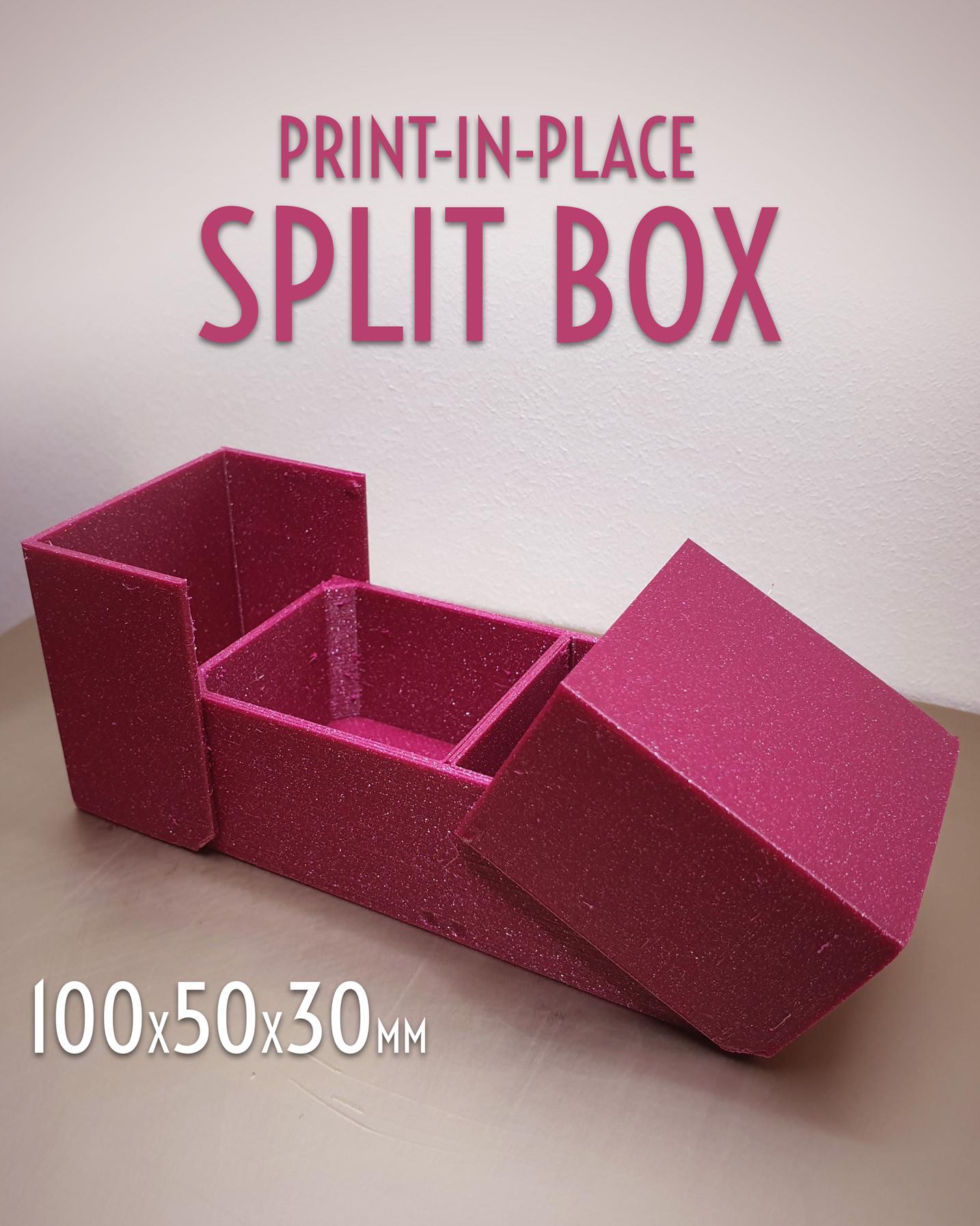 Print-in-Place Split Box 100x50x30mm 3d model