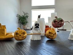 Deadlifting Spooky Ghost with Pumpkins 3d model