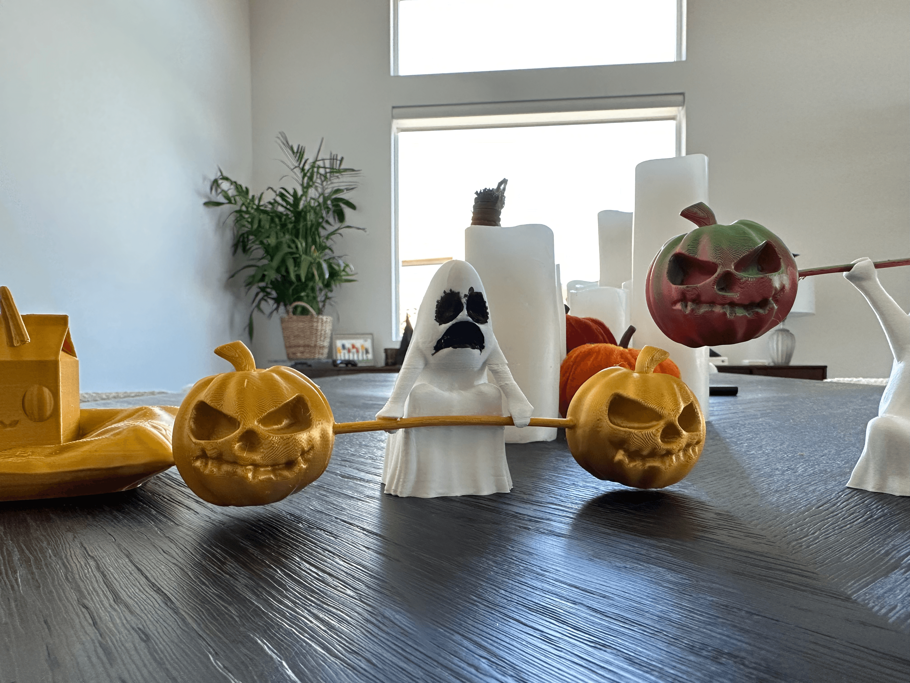 Deadlifting Spooky Ghost with Pumpkins 3d model