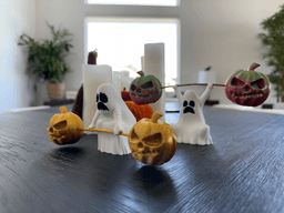 Deadlifting Spooky Ghost with Pumpkins 3d model