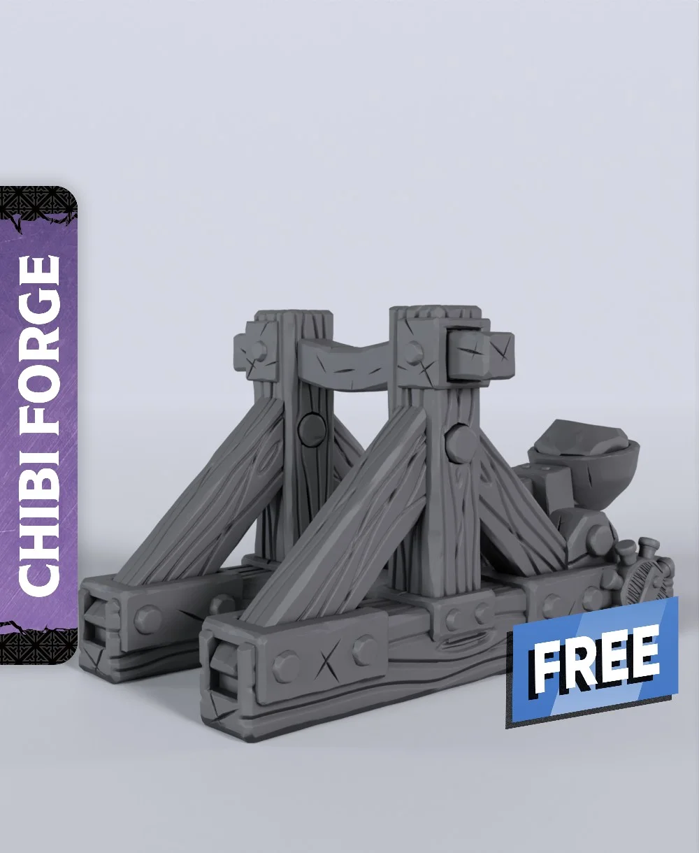 Chibi Catapult - With Free Dragon - 5e DnD Inspired for RPG and Wargamers 3d model