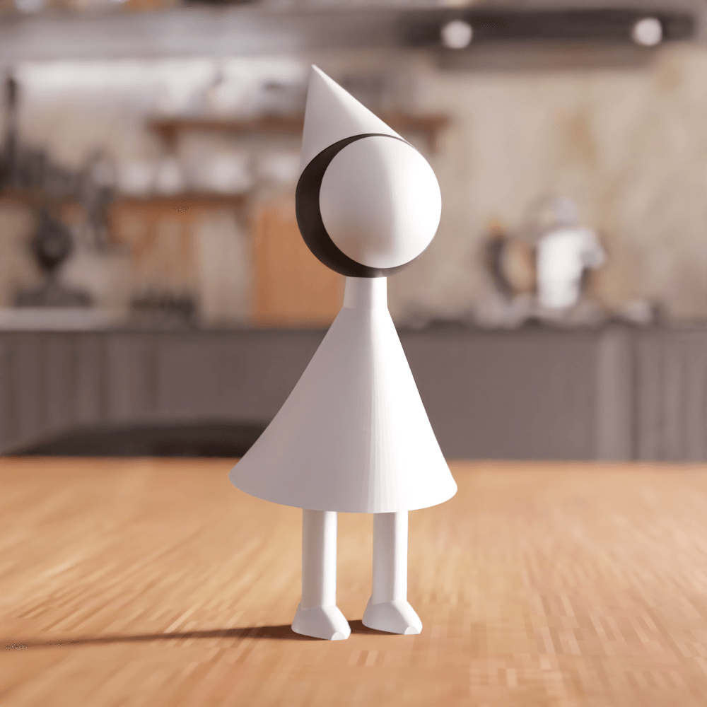 Abstract Character Figurine with Cone Hat 3d model