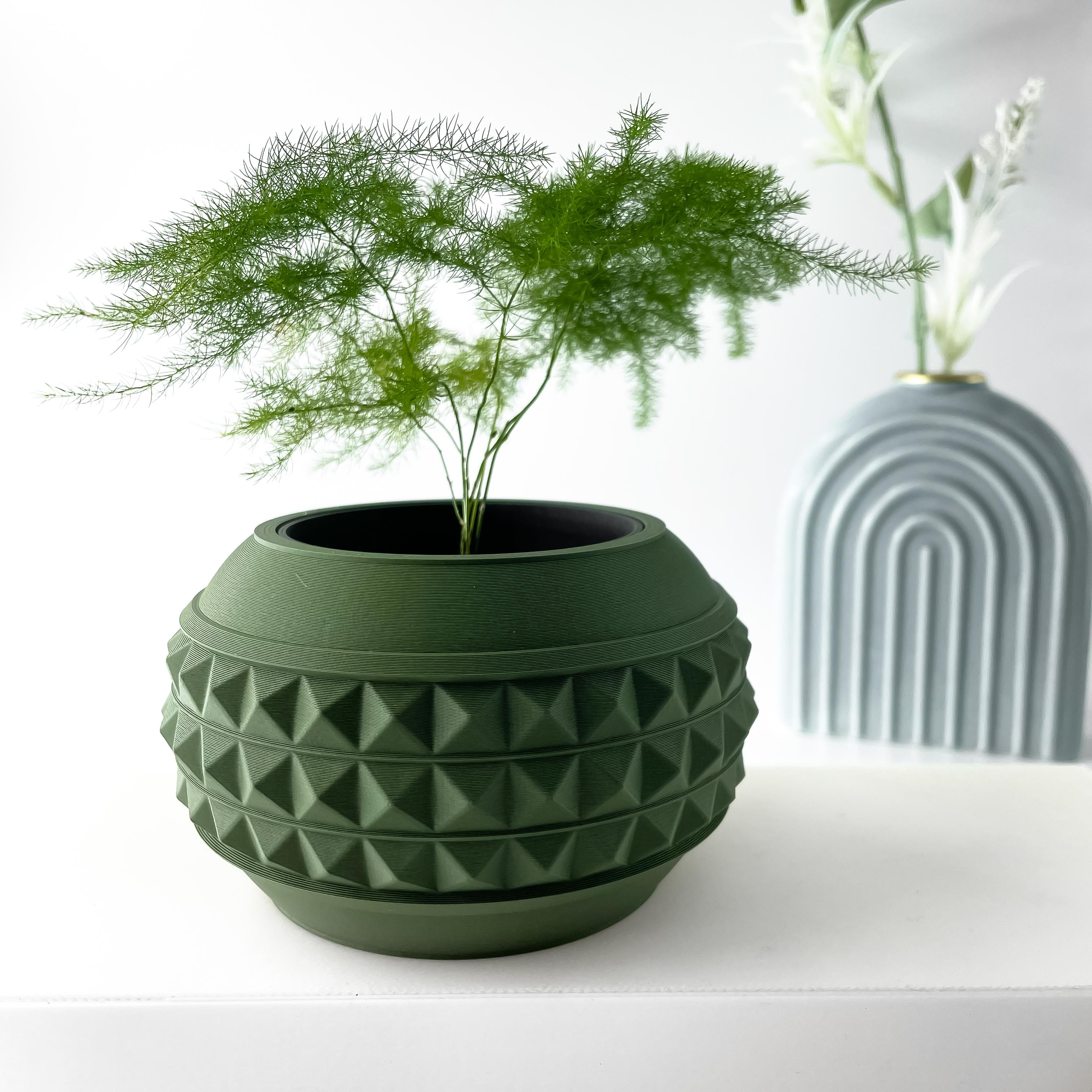 The Dorvin Planter Pot with Drainage Tray & Stand | Modern and Unique Home Decor for Plants 3d model
