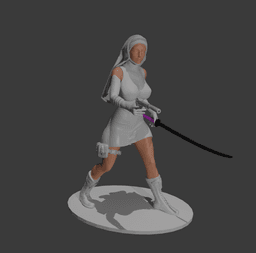 Combat Nun with Katana & Pistol 3D Printable STL Figure 3d model