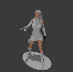 Combat Nun with Katana & Pistol 3D Printable STL Figure 3d model