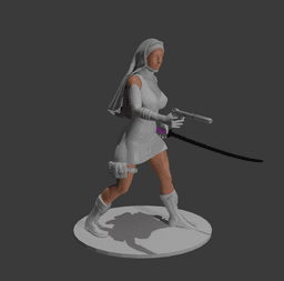 Combat Nun with Katana & Pistol 3D Printable STL Figure 3d model