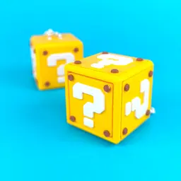 Super Mario Question Block Clickers / Keychain, Fan-Art 3d model