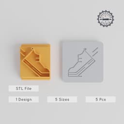 Versatile Shoe Stamp Tile, 5 Motif Sizes, Ideal for Clay & Cookies PRODUCT_2259 3d model