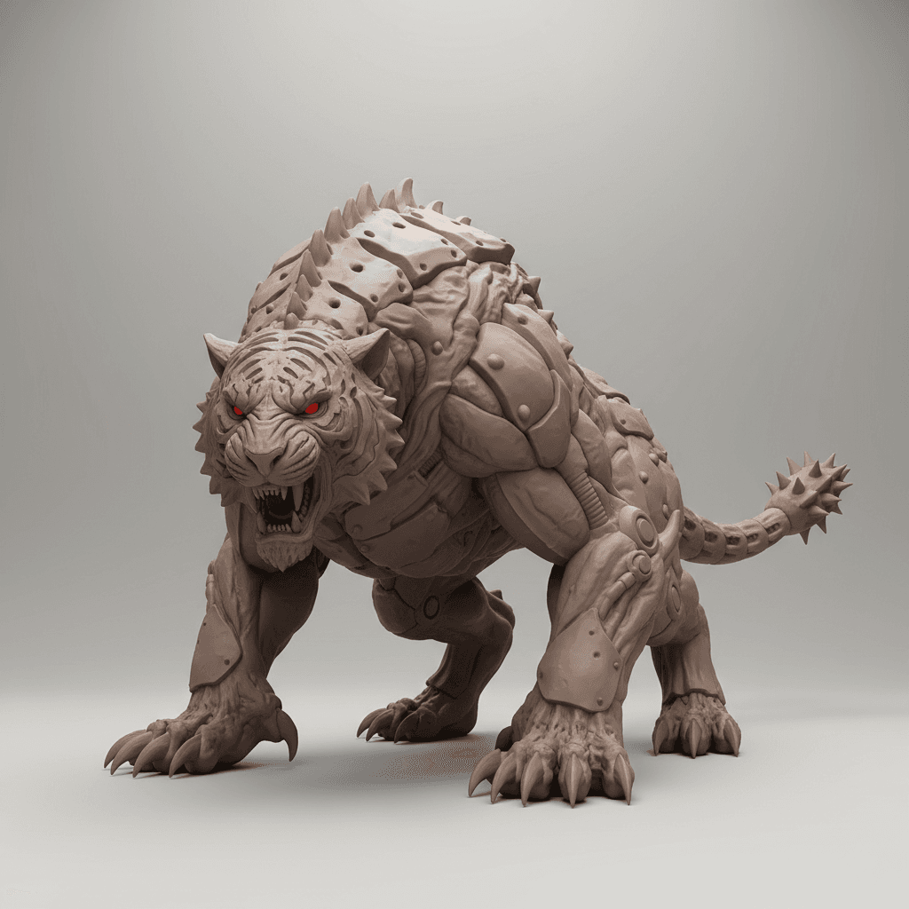 Bio Mech Tiger Monster Premium STL File 3d model
