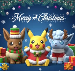 Christmas Pokemon Set (Easy Print No Supports) 3d model