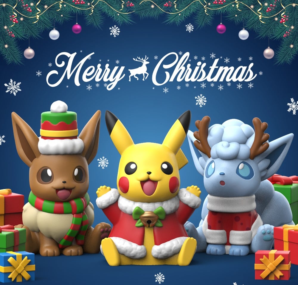 Christmas Pokemon Set (Easy Print No Supports) 3d model