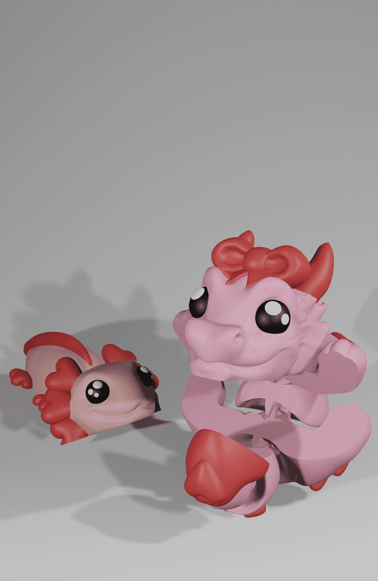 Alotl Love, Little Heart Axolotl - Articulated Snap-Flex Fidget Toy (Tight Joints) 3d model