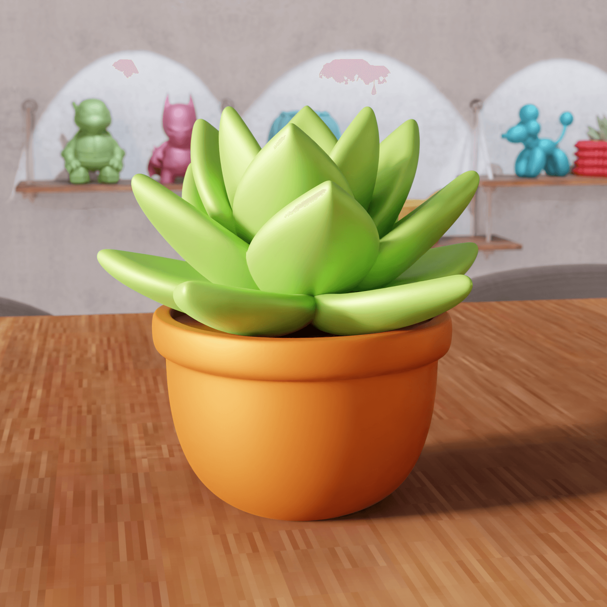 Succulent Planter Desk Sculpture 3d model