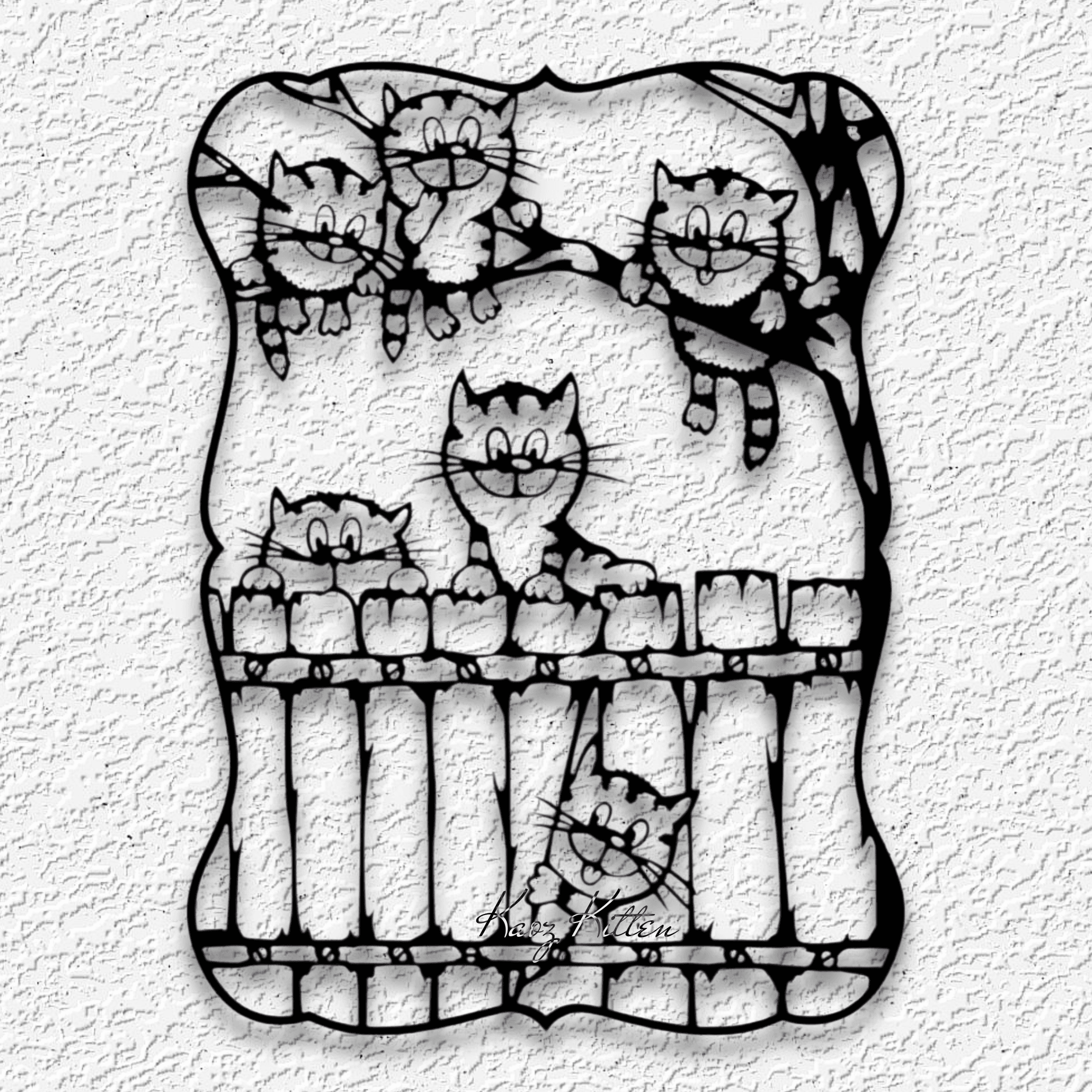 fence full of kittens wall art kitty cat home decor 3d model
