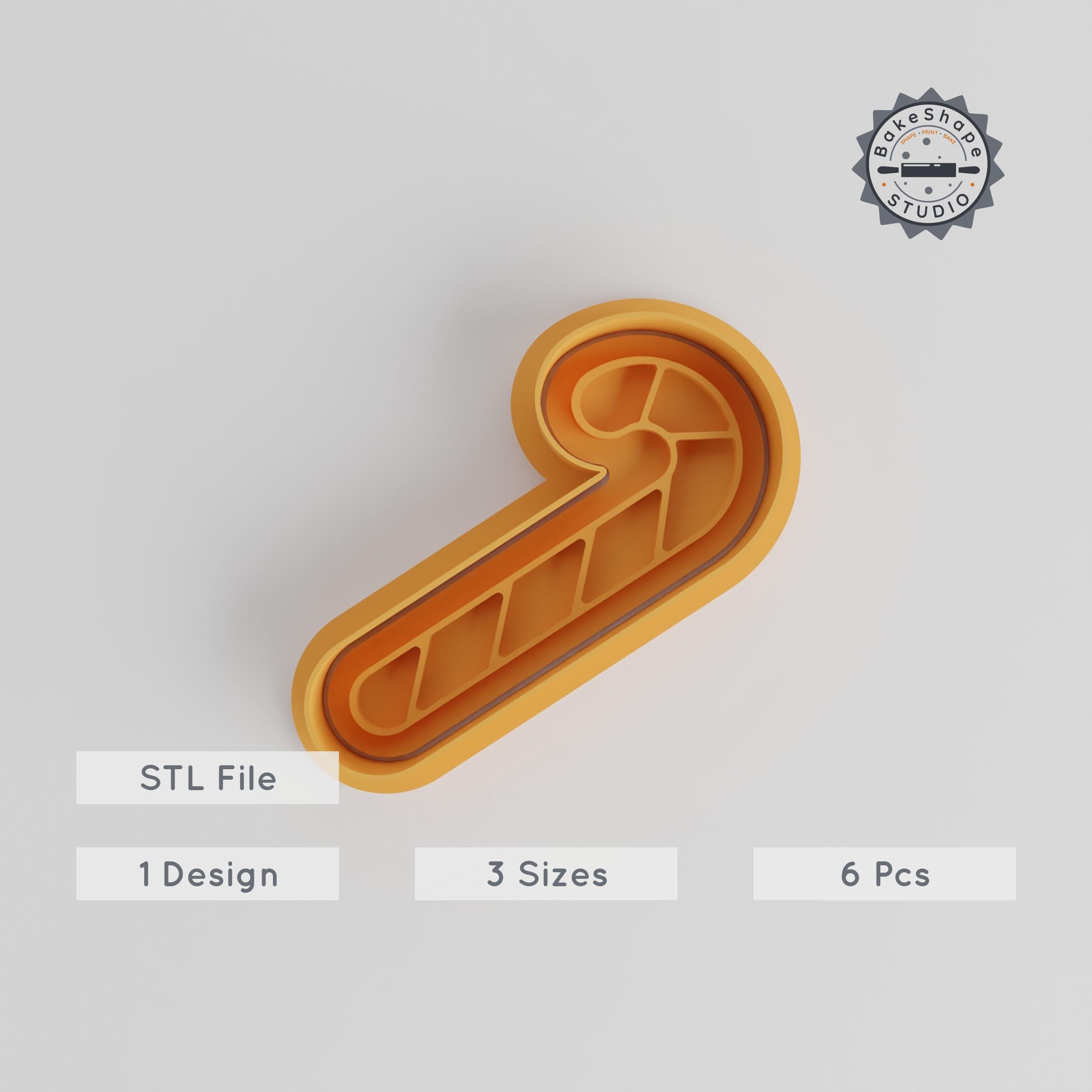 Candy Cane Cookie Cutter & Stamp Set, 6 Piece, Holiday Sweet, Peppermint Candy, S/M/L Sizes, Perfect for Cookies & Fondant PRODUCT_4833 3d model