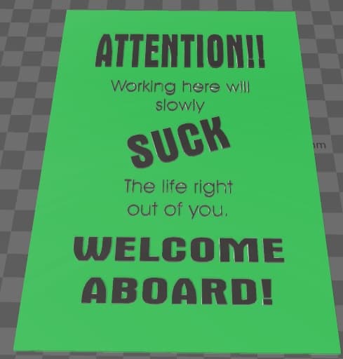 Work Sucks Plaque 3d model
