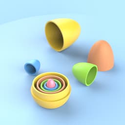 Easter Matryoshka Eggs, 5 Eggs - 10 pcs. Set, Easter Egg Gift, Matryoshka Nesting, Blank Matryoshka 3d model