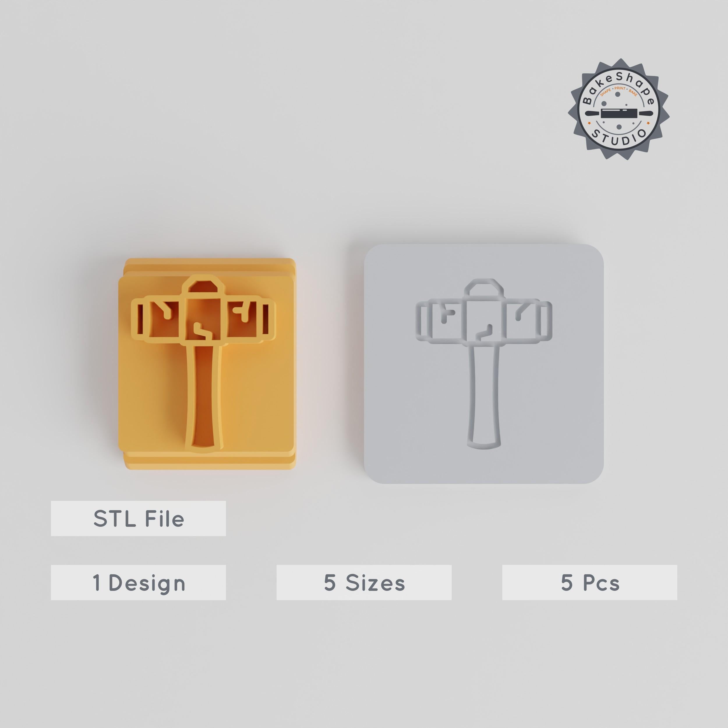 Sledge Hammer Tile Stamp Set, 5 Motif Sizes 20-40mm, Perfect for Clay & Cookie Crafting PRODUCT_1921 3d model
