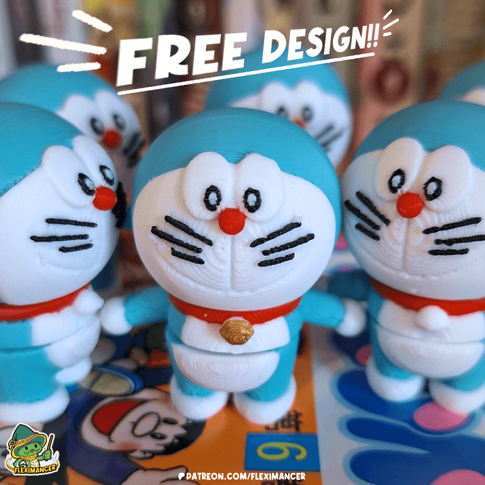 Doraemon | Flexi print-in-place + Keychain | Multicolor 3d model