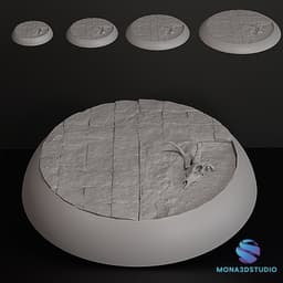 Set of 5 Fantasy Bases with Wood and Tile Floors – 25, 32, 40, 50 mm 3d model