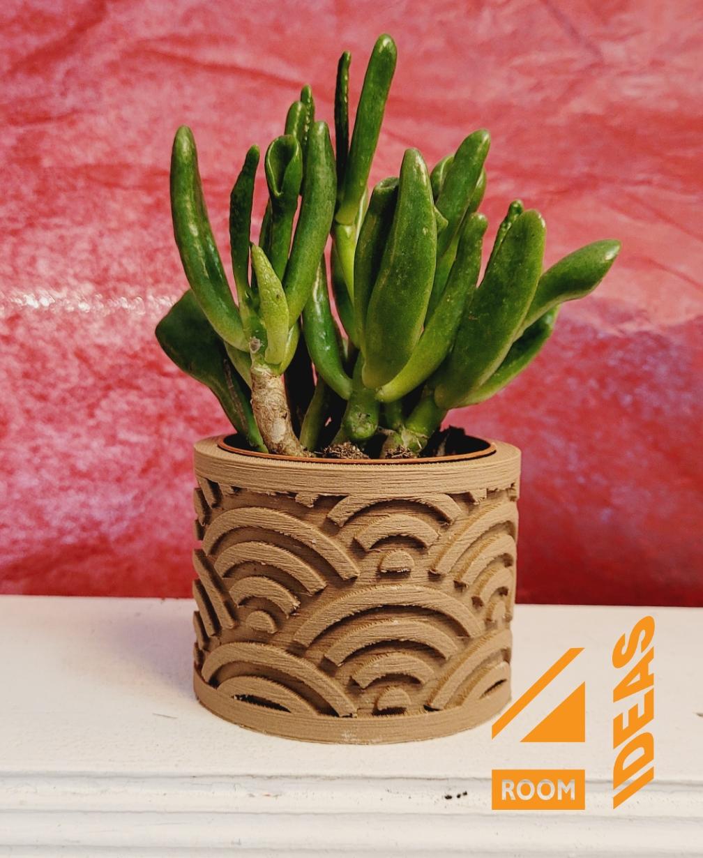 Succulent Planter Japanese Style - Waves/Seigaiha V2 3d model