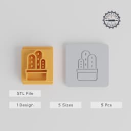 Triple Cactus Stamp Tile Set, 5 Size Motifs, Perfect for Clay, Cookie & Fondant Decorating PRODUCT_1580 3d model