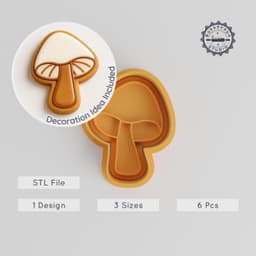 Mushroom Shape Cutter & Stamp Set, Perfect for Cookies & Fondant, 3 Sizes S/M/L, Nature & Forest Fungi Design PRODUCT_994 3d model