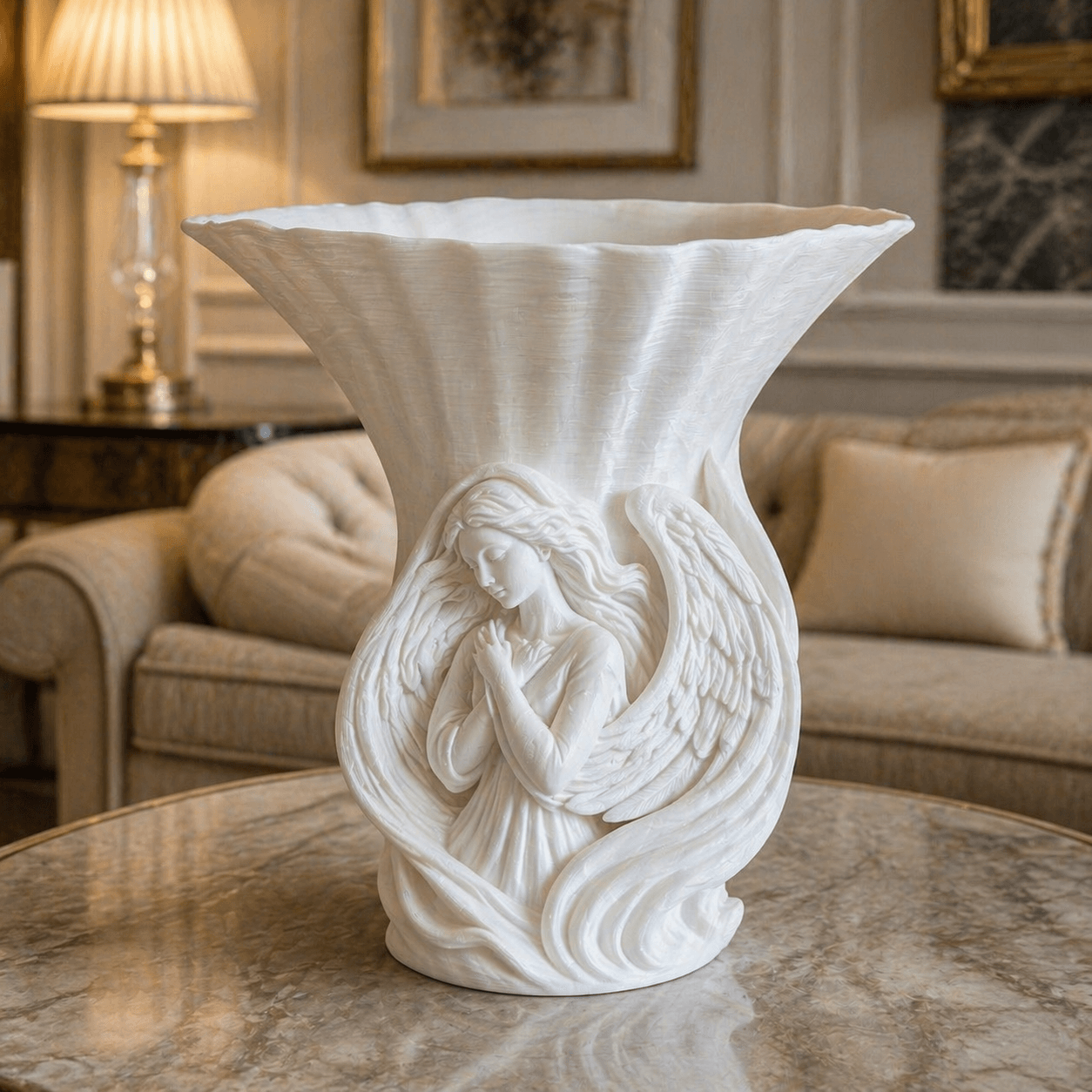 White Angel Prayer Sculptural Vase 3d model