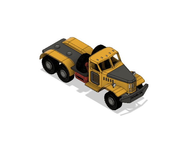 Yellow Zil Truck Chassis 3d model