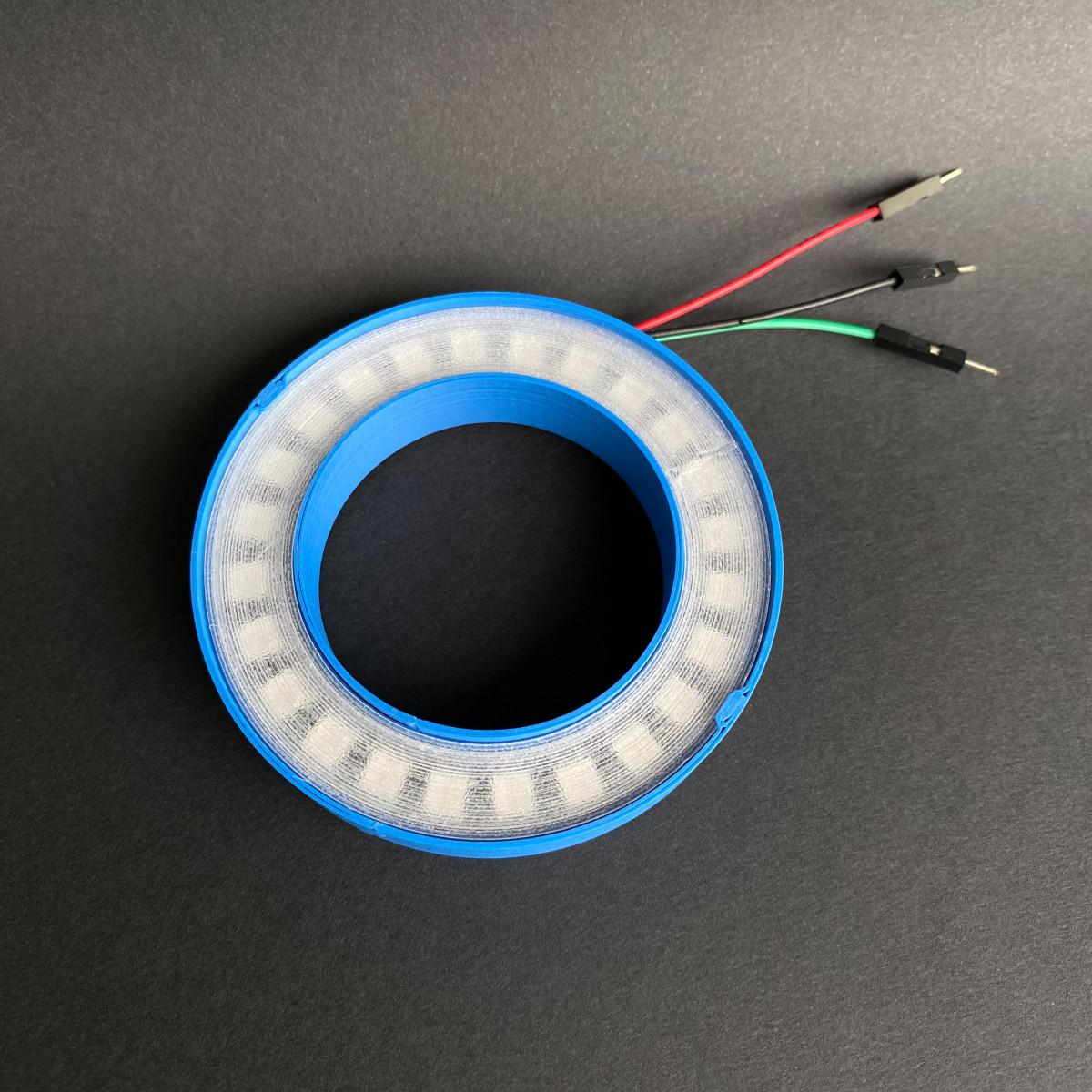 NeoPixel ring case (24 LEDs, 73mm outer diameter) 3d model