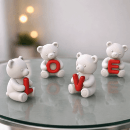 Love Teddy Bear Figures Set | Romantic Letter Decor for Couples | Valentine’s Day Decor 3d model