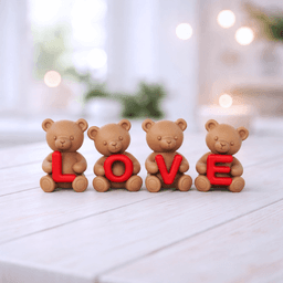 Love Teddy Bear Figures Set | Romantic Letter Decor for Couples | Valentine’s Day Decor 3d model
