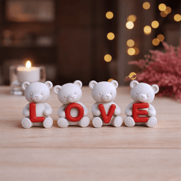 Love Teddy Bear Figures Set | Romantic Letter Decor for Couples | Valentine’s Day Decor 3d model