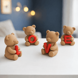 Love Teddy Bear Figures Set | Romantic Letter Decor for Couples | Valentine’s Day Decor 3d model