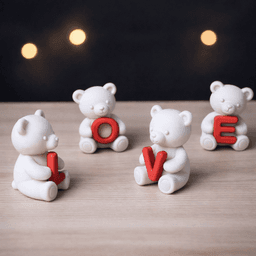 Love Teddy Bear Figures Set | Romantic Letter Decor for Couples | Valentine’s Day Decor 3d model