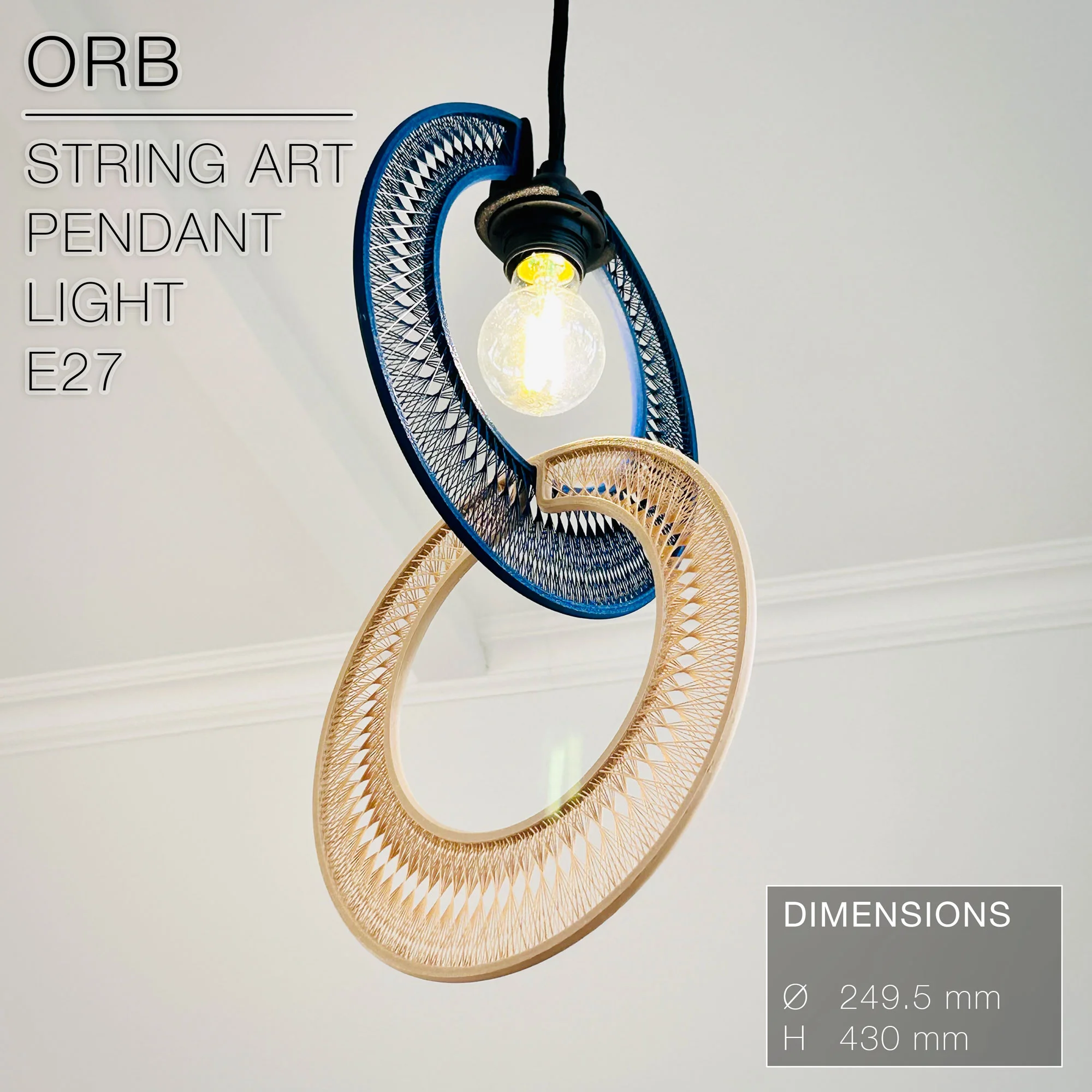 ORB | String Art Pendant Light E27 & E26 fast print 3d model