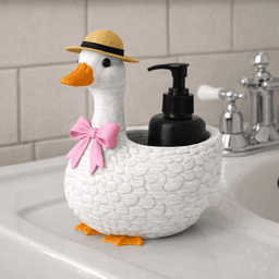 Goose Soap Dispenser Holder | Bow Detail Vintage Duck Farmhouse | Bathroom - Kitchen Decor 3d model