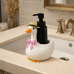 Goose Soap Dispenser Holder | Bow Detail Vintage Duck Farmhouse | Bathroom - Kitchen Decor 3d model