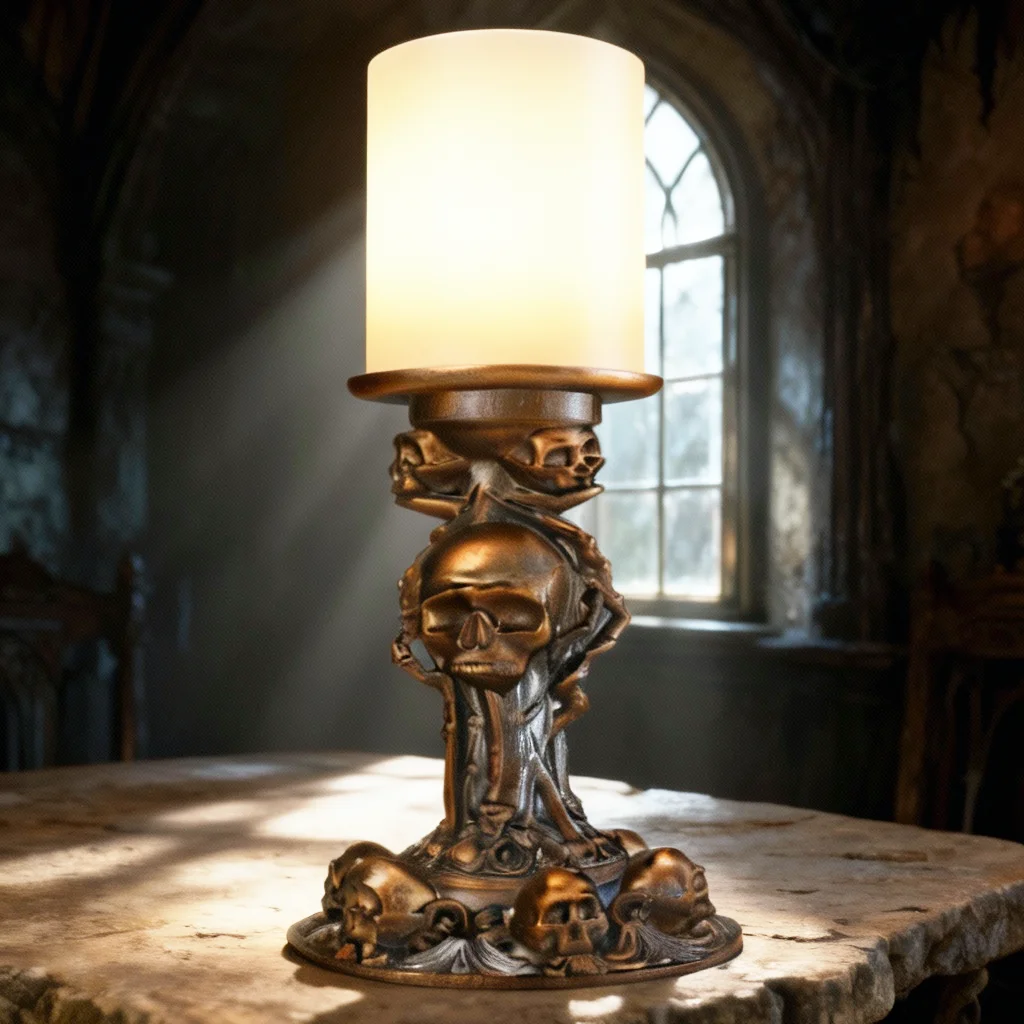Antique Bronze Skull Light 3d model